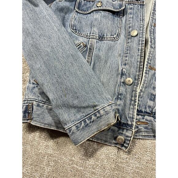 Banana Republic Vintage 90s Y2K Denim Cordury Collar Button Down Jean Jacket M - Picture 2 of 9